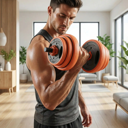 homme bicep entrainement haltère