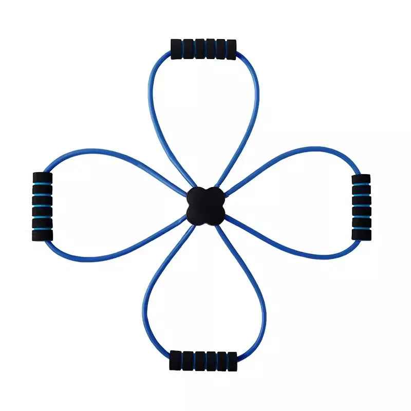 Elastique Musculation Quatre Poignees Pratique Bleu