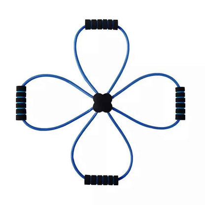 Elastique Musculation Quatre Poignees Pratique Bleu