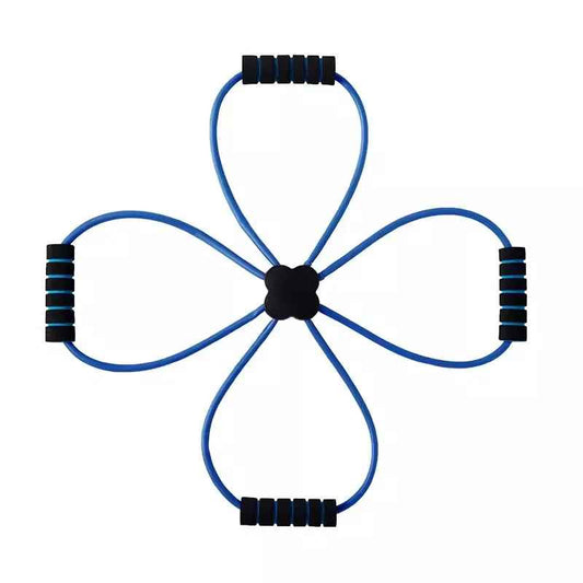 Elastique Musculation Quatre Poignees Pratique Bleu