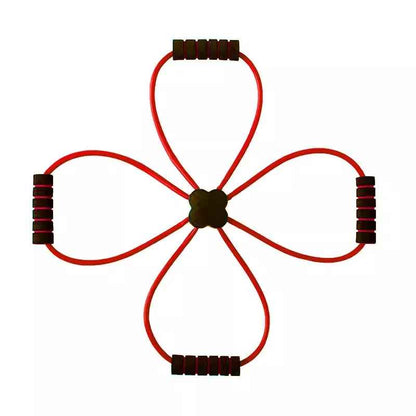 Elastique Musculation Quatre Poignees Pratique Rouge