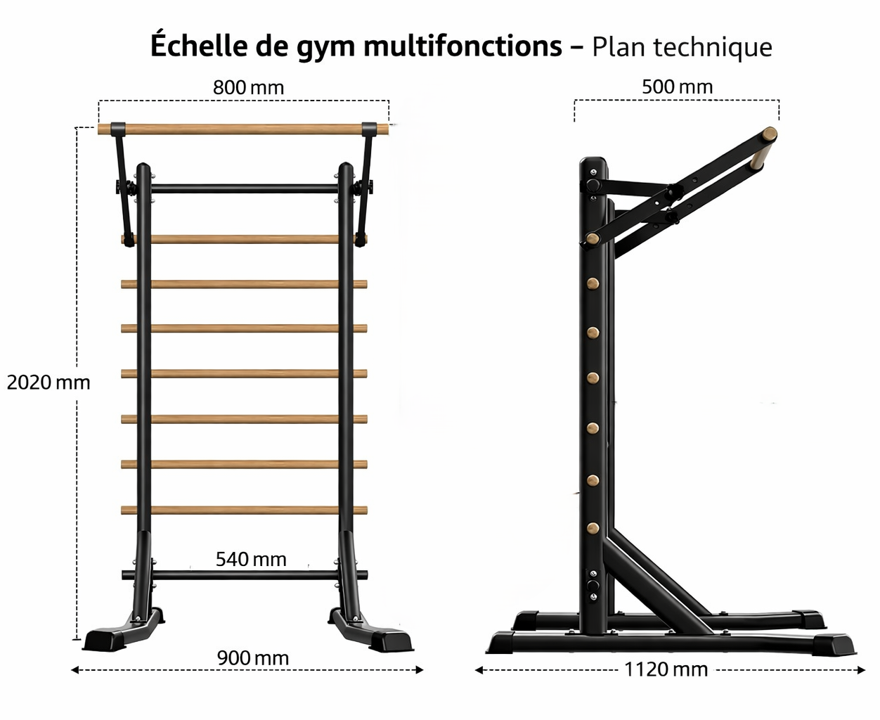 Échelle de gymnastique sur pieds | Fitness complet à domicile Odyssée Fitness