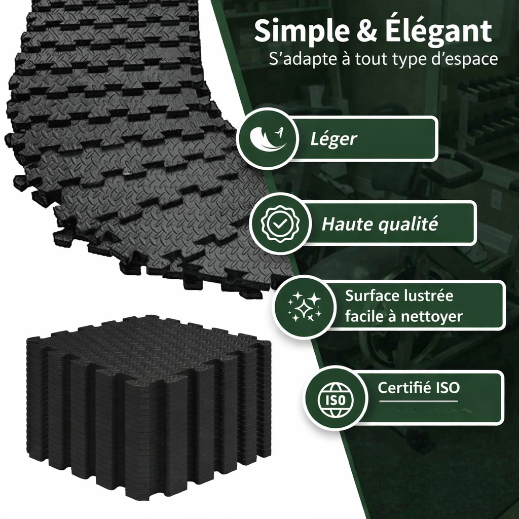 Tapis de gym emboitable caracteristique