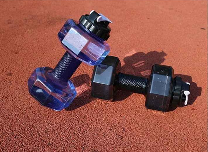bouteille d'eau haltère Bleu Noir