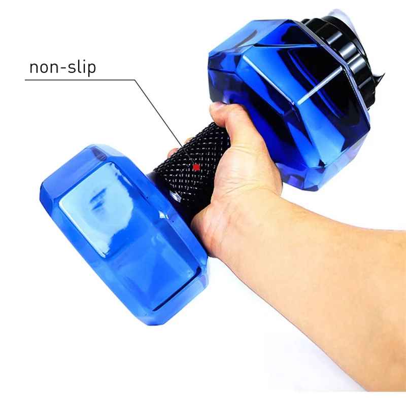 bouteille d'eau haltère Bleu anti-dérapant