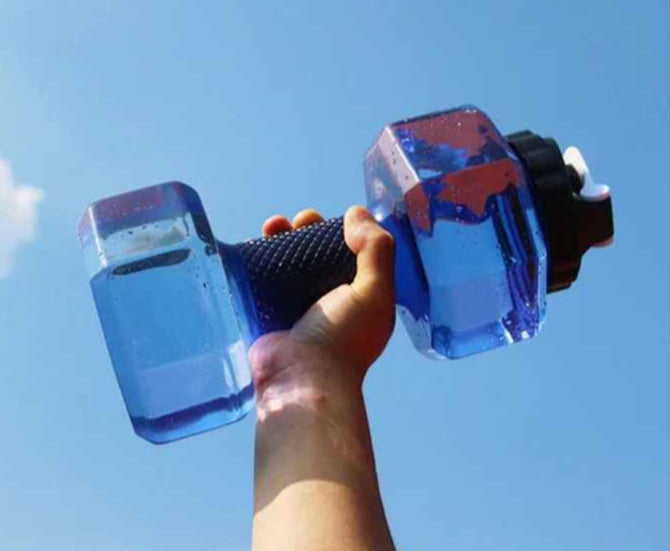 bouteille d'eau haltère Bleu