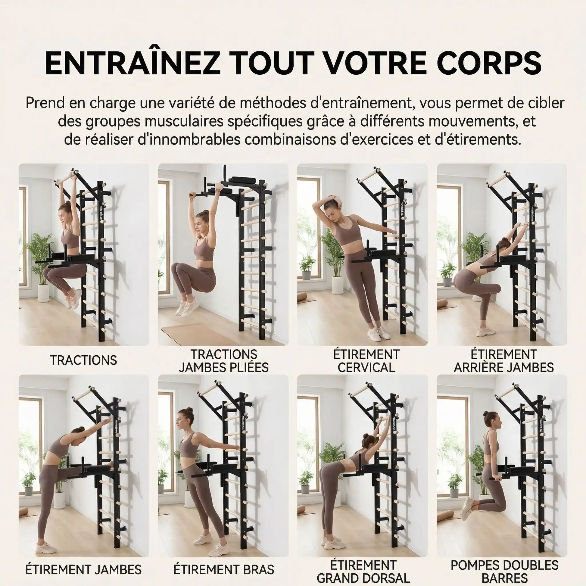 femme etirement echelle gymnastique