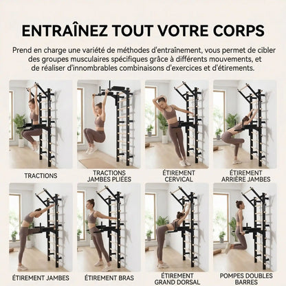 femme etirement echelle gymnastique