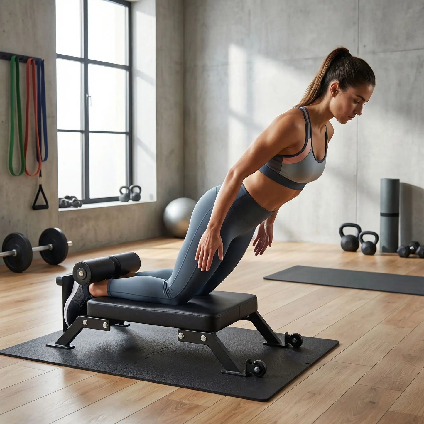 femme banc nordic curl home gym