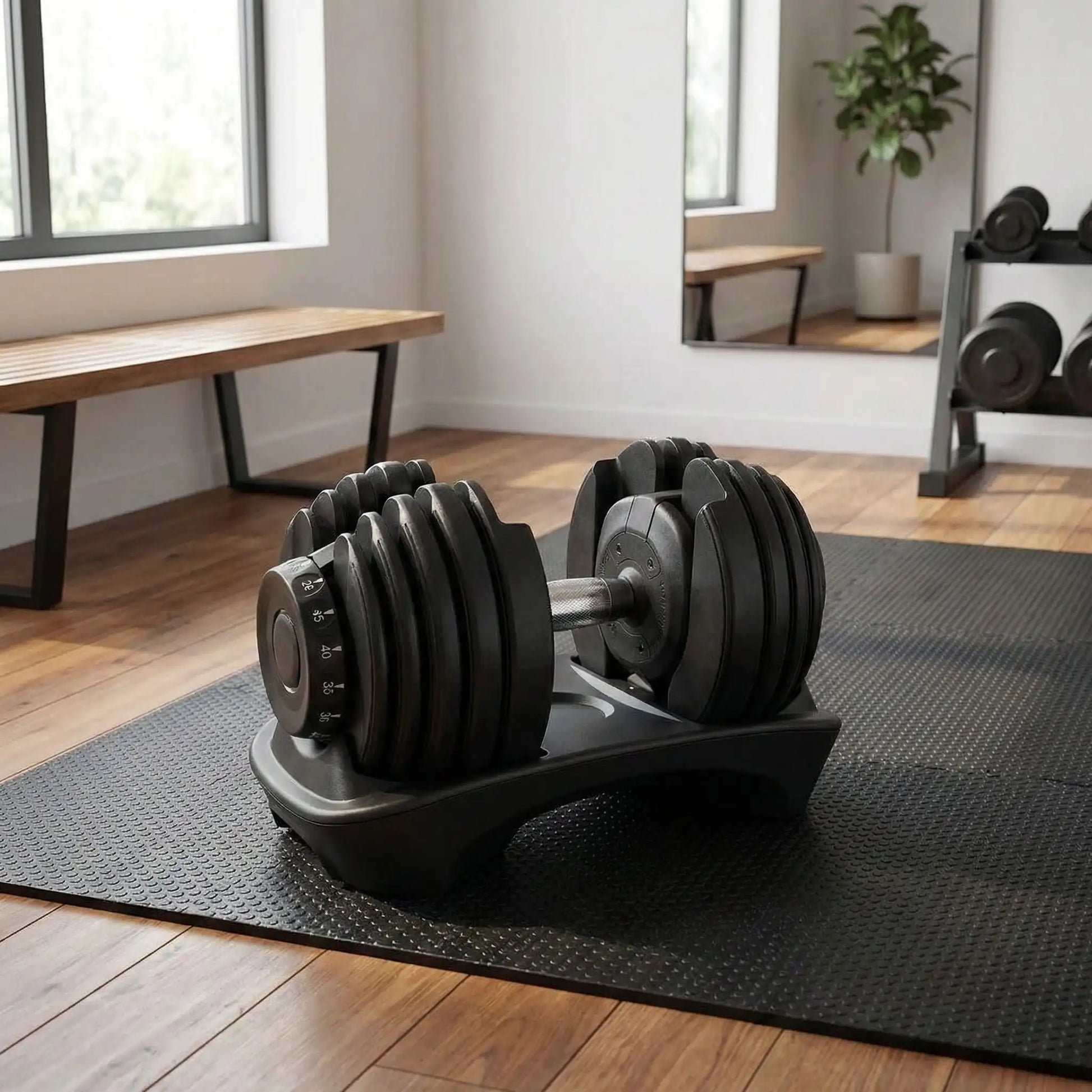 haltere ajustable dans gym maison