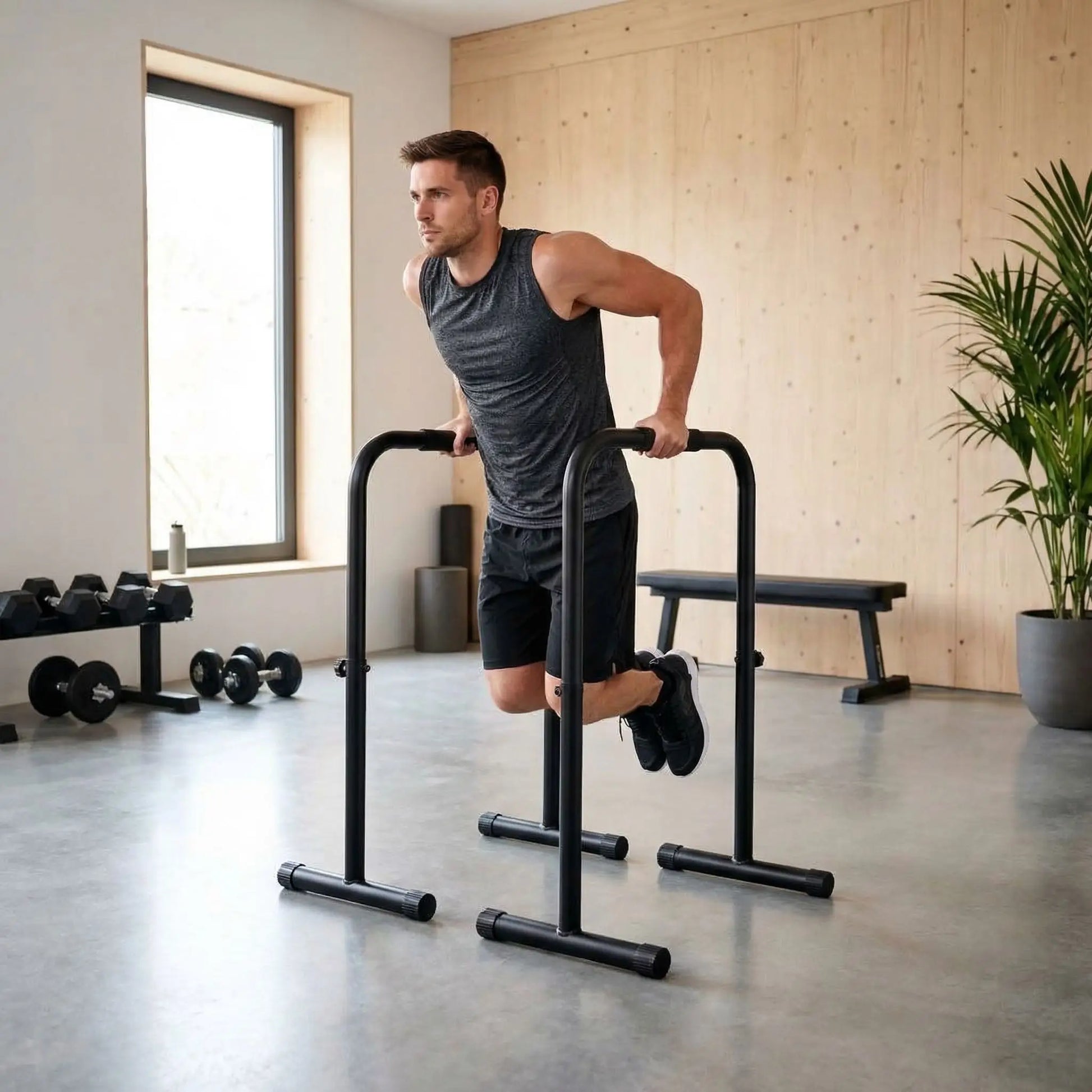  homme dip barre a dip dans salon
