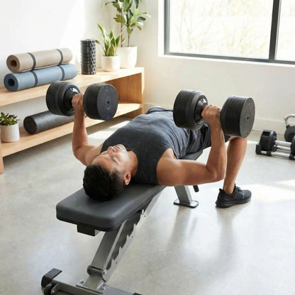 homme dumbell press sur banc haltere ajustable