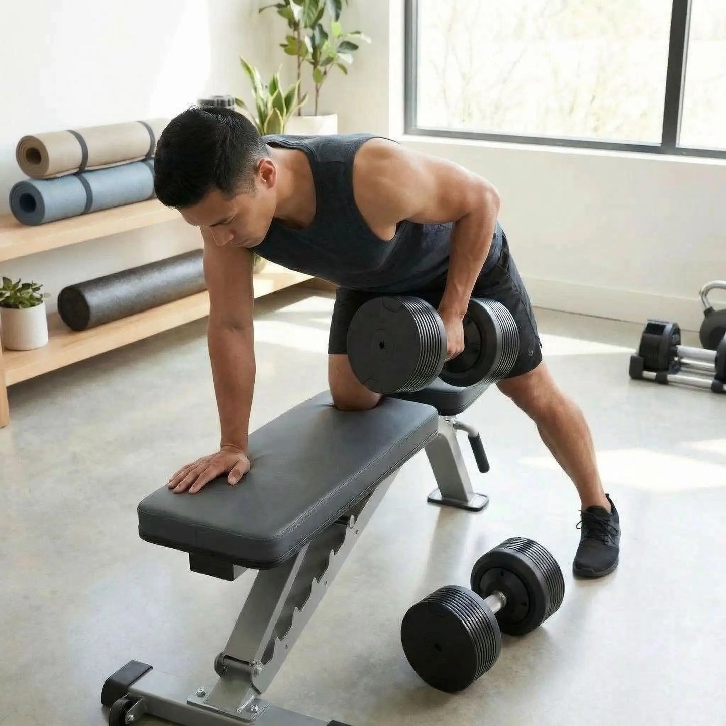 homme rowing avec haltere