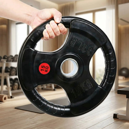 main tien disque musculation home gym arriere plan